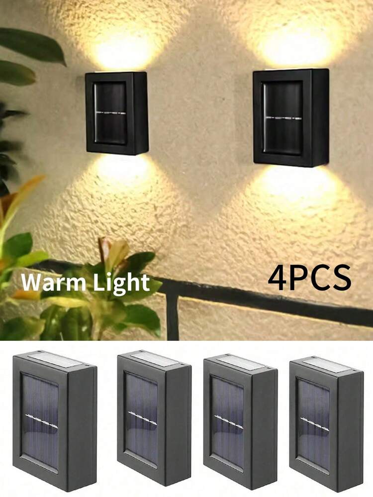 Đèn tường năng lượng mặt trời (1/2/4/6 chiếc), đèn LED năng lượng mặt trời ngoài trời, đèn trang trí tường sân vườn, đèn tường nhựa chống thấm nước 2 đầu dùng cho chiếu sáng ngoài trời, chiếu sáng đường phố, ban công nhà, hiên nhà, trang trí bãi cỏ. - màu đen - Xem 15