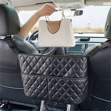 Large Capacity Car Seat Back Storage Bag - Faux Leather Mesh Organizer Bag With Hanging Device, Lightweight Car Interior Accessory, Essential For Women's Travel & Dorm Organization, Autumn Decor - Multicolor - View 3