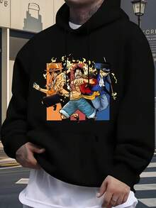 Men's Casual Sweatshirt With Chunky Print CA6T - 黑色 - 查看 1