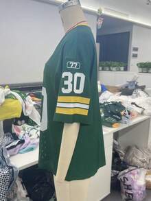 女士春夏 V 领数码印花网眼拼色宽松美式运动休闲百搭宽松短袖 T 恤 - 綠色 - 查看 3