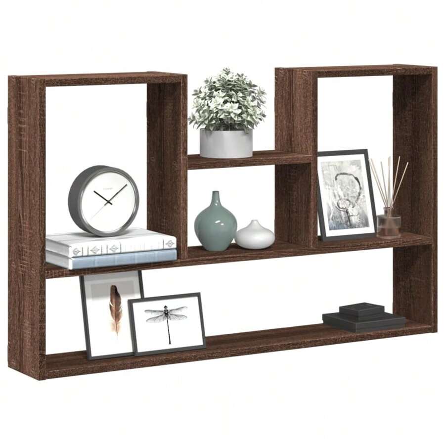 Estantería de pared vidaXL, color roble marrón, 99x15x60 cm, material a base de madera. - Multicolor - Ver 1