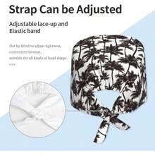 Working Cap Scrub Cap With Sweatband Adjustable Unisex Women Tie Back Hat Nurse Surgical Caps - 1 + Black White Palm Trees Hawaii Summer - View 4