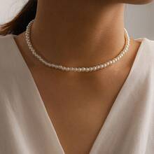 Elegant Versatile Pearl Necklace For Women Single Layer Choker Collarbone Chain - 30432-nek-S - Xem 6