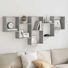 Mensola da parete vidaXL, grigio cemento, 159x18x66 cm, materiale a base di legno - Multicolore - Visualizzare 1