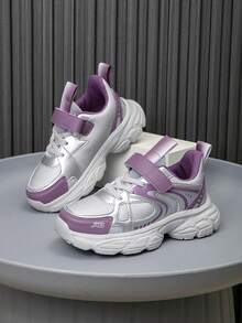 1双儿童撞色舒适多功能轻便户外运动鞋，时尚休闲跑步鞋，男女童均适用 - 紫色 - 查看 6