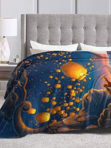Lanterns Of Hope Blanket Premium Anime Throw Blanket - Ultra Soft Flannel, Cartoon Print, Ideal Gift For Fans For Christmas & Birthday, For Sofa, Bed, Camping & Travel - 黑色 - 查看 6
