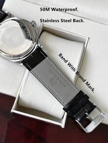 Pablo Raez 男士商务腕表，SUS304 不锈钢银色 IPS 表壳，奢华黑色柔软舒适超细纤维皮革表带，时尚大表盘带日期显示，50 米防水，全新男士石英腕表，适合休闲、工作、聚会和正式场合，是馈赠亲友的理想之选。 - 白色 - 查看 9