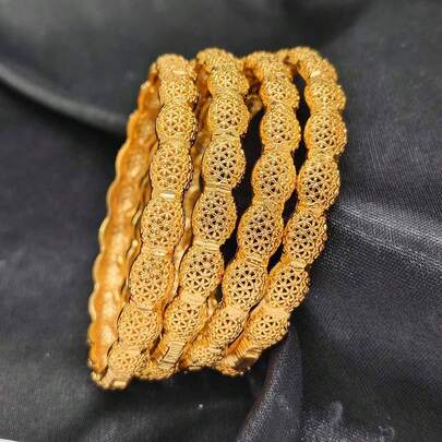 1pc Middle Eastern Style Open Bangle Bracelet, Fashion Jewelry For Women, Luxury Bridal Accessory