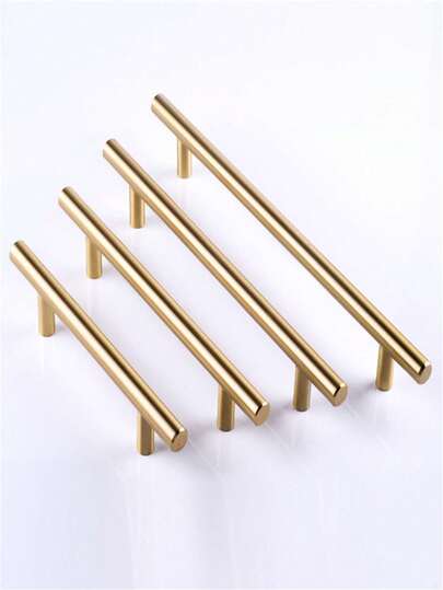 4PCS Gold Handles, Stainless Steel Cabinet Door Handles, Furniture Drawer Pulls And Replacement Hardware, Kitchen And Bathroom Cabinet And Drawer Handles, T-Bar Handles.