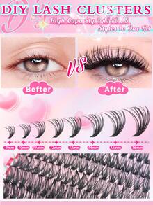 Mixed Lash DIY False Eyelash Set - D-Curl Voluminous, Multiple Styles (Natural/Dramatic/Daily/Cosplay), Suitable For Beginners, Fluffy & Full, Waterproof, Includes Large Capacity Lash Guide Book - Nhiều màu - Xem 5