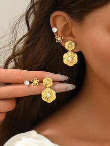 6pcs/Set Elegant Minimalist Stainless Steel Hoop Earrings Set