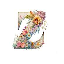 1pc, A-Z Clothes Stickers Beautiful Alphabet With Flower Heat Transfer For Clothes Pillow Patches Iron On Sticker Diy A-Level Washable Clothes Decals - Multicolor - View 13