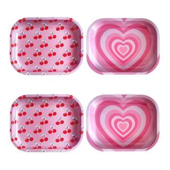 2 piezas Bandeja de metal gruesa para festivales, bandeja de metal de 7.1x5.5 pulgadas para enrollar, regalo duradero y portátil para amigos y familiares