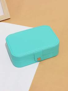 Portable Mini Jewelry Organizer Box, Leather Jewelry Storage Case For Earrings, Necklaces, Rings, Jewelry Display Back To School - Green - View 10