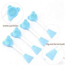 4 PCS Silicone Facial Mask Brush, Face Wash Brush With Bristles, Exfoliating Blackheads, Women's Skin Care Tools,Face Mask Beauty Tool Soft Silicone Facial Mud Mask, Brush Hairless Body Lotion And Butter Applicator - Baby Blue - View 3
