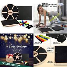 Yes4All Tabla de Equilibrio de Madera Versátil, Entrenador para Terapia Física, Escritorio de Pie y Entrenamiento de Núcleo con Estabilidad en Ejercicios(C. Combo toma desafío) - Multicolor - Ver 1