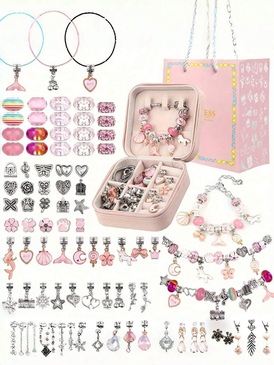 66pcs Sofier Bracelet Making Kit, Jewelry Box For Girls, Jewelry Making Set, Gift For Girls, DIY Craft Toy, Birthday Party Favor, Easter & New Year Gift, Valentine's Day Gift - Multicolor - View 1