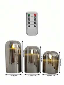 1/3pcs Flameless Candles With Remote Control, Battery Operated Candles With Timer, Flickering LED Candles, Suitable For Wedding, Home, Party, Christmas, D3 H4, 5" And 6", Grey - Grey - View 10