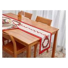 Poinsettia Table Runner - 14x72in Christmas Decor - Engineered Printed Fabric Xmas Holiday Table Linens For Dining Room & Events - Multicolor 47 - View 2