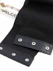 1件女士加大码深色真皮束腰带，朋克金属扣真皮紧身腰带，适合音乐节、万圣节、锐舞派对等场合 - 黑色 - 查看 4