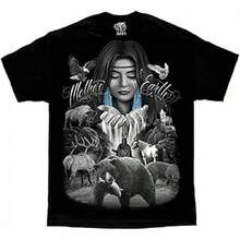 Mother Earth   Moon Wolf Eagle David Gonzales DGA T Shirt XXX-Large Black - Main Color Of the Picture - View 7