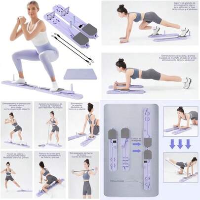 Tabla de Pilates, Equipo portátil de Pilates Reformer y tabla de equilibrio para entrenar en casa,Se puede utilizar para ejercitar brazos, abdominales muslos Equipo de fitness fácil de montar,Púrpura(default)