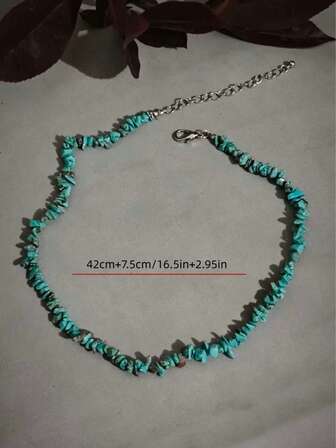 Blue Irregular Turquoise Necklace Bohemia Gravel Collar Necklace Simple Beaded Unisex Jewelry Accessories