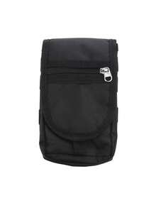 1pc Large Capacity Men's Wallet With Phone Pocket, Multi-Compartment Card Holder, Belt Loop, Flip Phone Case And Pen Slot (Zipper Style Random) - Black - View 10