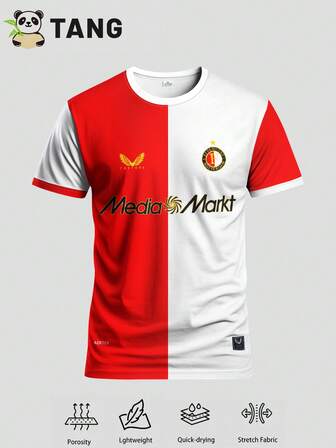Camiseta de local del Feyenoord 25/26 para hombres, camisa deportiva de fútbol y parte superior deportiva de cuello redondo, cómoda y adecuada para partidos de fútbol, entrenamiento, uso casual y vacaciones, y como regalo