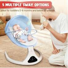 Smart Bluetooth Baby Swing With Remote Control - 5 Speed Gentle Sway| Portable Infant Swing With Machine-Washable Seat (0-12M, 6-20lbs) - Blue - View 8