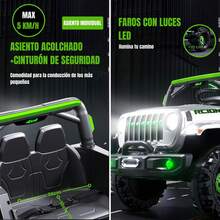 Vicyol S&D Coche eléctrico todoterreno infantil tipo deportivo con control remoto y pedal de aceleración. Luces LED y música, batería recargable - Gris - Ver 4