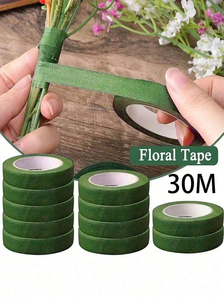 1/5 Pack - Green Floral Tape, DIY Wedding Bouquet Stem Wrapping Material, Flower Shop Valentine's Day Mother's Day Father's Day Bouquet Packaging Material, Sticky Bouquet Tape For Bouquet Packaging And Floral Arrangement, Wedding Supplies, Floral Tape, Fresh Flower Tape, Florist-Grade Adhesive Tape For Floral Crafting, Bouquet Stem Wrapping, Wedding Bouquets