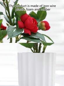 1 Piece Artificial Camellia Bonsai Plant - Outdoor Garden Flower Stand Decoration. Home Office Desk Plant. Family Bathroom Kitchen Shelf Artificial Plant Decoration. - Multicolor - View 10