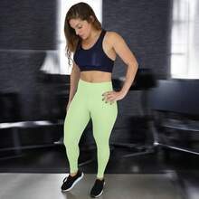 Calça legging zero transparência cós alto modeladora academia Poliamida Elastano Fitness crossfit - Verde Claro - Visão 6