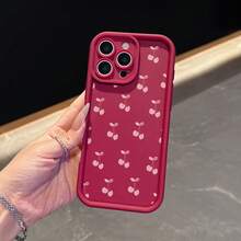 La carcasa del teléfono anti - caída simple y de moda está hecha de material tpu con un patrón de cereza para iPhone 17, 16, 15, 14, 13, 12, 11 Pro / air / xR / XS y samsungs25 / S24 / S23 / S22 / Fe / plus, que ofrece protección de amortiguación. Regalos para amigos y San valentín. - Burdeos - Ver 7