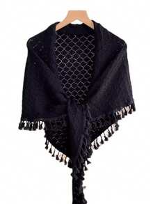 Chal/Envolvente de punto hueco ligero, chal/cárdigan triangular transpirable, poncho elegante para mujer