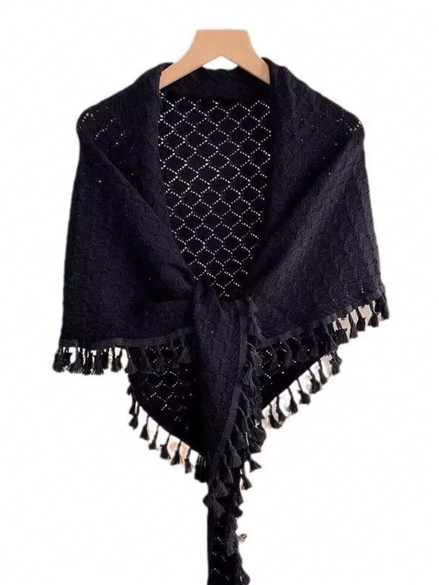 Chal/Envolvente de punto hueco ligero, chal/cárdigan triangular transpirable, poncho elegante para mujer