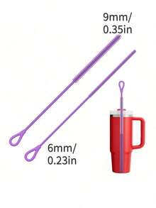 硅胶吸管清洁刷，可重复使用吸管刷，超长，用于清洁玻璃金属冰沙吸管和吸管杯，防滑手柄柔软可弯曲，