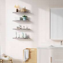 Floating Shelves Wall, White Engineered Wood Wall Shelf Set Of 4, 16 Inch Wall Mounted Floating Shelf Kitchen, Living Room, Bedroom, Bathroom Storage, Book Shelf Walls Home Decor - 4 件:15.7*5.7 + 水洗灰 - 查看 4