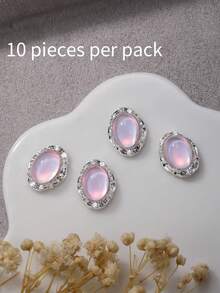 10个椭圆形摩卡色美甲饰品，3D合金美甲装饰，DIY个性化美甲宝石，家用美甲沙龙美甲，DIY美甲用品 - 彩色 - 查看 8