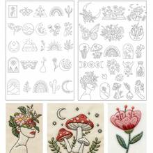 Embroidery Patterns Water Soluble For Clothes DIY,Water Soluble Stabilizer Pattern Water With Thread, Hand Sewing Stabilizers Self-Adhesive Non-Woven Pre-Printed Embroidery Patterns - Black and White - View 4