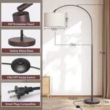 Lampara de pie de arco, perfecta para leer - Beige - Ver 2