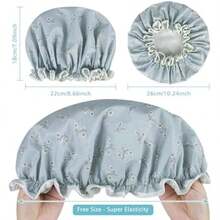 IEOVIEE Gorrito para bañarte de Mujer, Gorro de Baño Impermeable Doble Capa con Diseño Florido Único, Reutilizable para Pelo Largo, Corto o Rizado(Azul - Fresco) - Multicolor - Ver 4