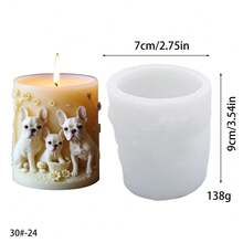 1pc Cute Puppy Shaped Silicone Candle Mold, Aromatherapy Candle Series - White - View 14