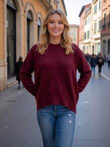 Women Outdoor Hoodies & Sweatshirts - Burgundy - View 4