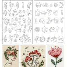 Embroidery Patterns Water Soluble For Clothes DIY,Water Soluble Stabilizer Pattern Water With Thread, Hand Sewing Stabilizers Self-Adhesive Non-Woven Pre-Printed Embroidery Patterns - Black and White - View 15