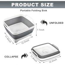 Dishpan For Washing Dishes Collapsible Portable Washing Basin With Drain Plug Carry Handles Large Capacity Multiuse Sink Tub Kitchen Storage Tray For RV Outdoor Camping - 如圖 - 查看 2