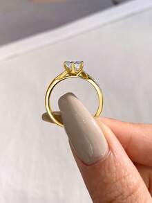 1枚1克拉六爪镶嵌星光皇后莫桑石结婚戒指，S925纯银闪耀优雅订婚戒指、承诺戒指、周年纪念戒指、女士珠宝礼物、圣诞礼物 - 六爪莫桑環-1ct - 查看 6