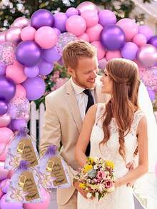 Purple Butterfly Keychain Guest Favor Set, Wedding Gift Box Set, Party Favors, Includes Purple Acrylic Keychain, Brown Thank You Card, And Purple Organza Drawstring Bag. Suitable For Bridal Shower, Bridesmaid/Groomsman Gifts, Wedding Favors, Table Decor, Bachelorette Party, Home Decor. - Purple - View 8