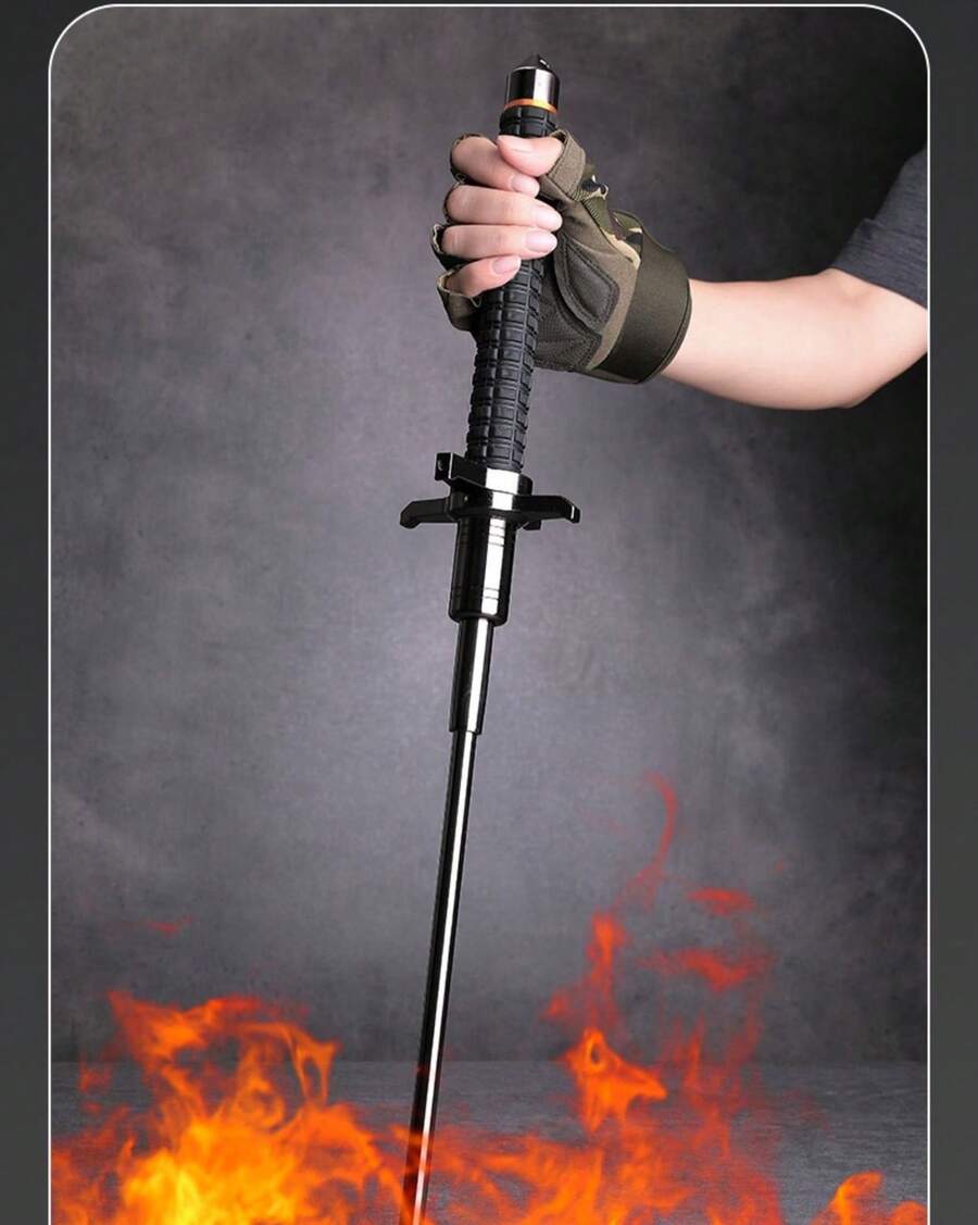 32Inch Retractable Stainless Steel Trekking Poles, Non-Slip For Complex Outdoor Scenes, More ConvenientStorage Telescopic Multifunctional Trekking Pole Collapsible Poles Outdoor Trip Survival Hiking Stick - 銀色 - 查看 1